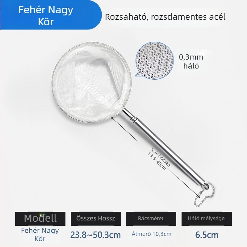 Rozsdamentes acélból készült teleszkópos akváriumi háló, sűrű hálóval, halak és teknősök számára