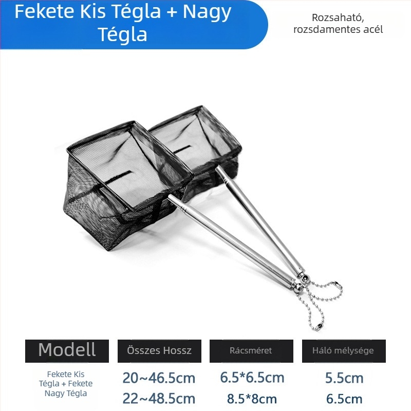 Rozsdamentes acélból készült teleszkópos akváriumi háló, sűrű hálóval, halak és teknősök számára