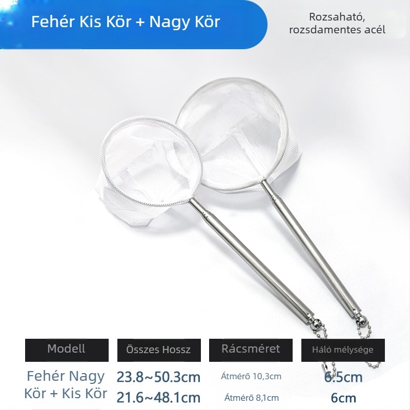 Rozsdamentes acélból készült teleszkópos akváriumi háló, sűrű hálóval, halak és teknősök számára