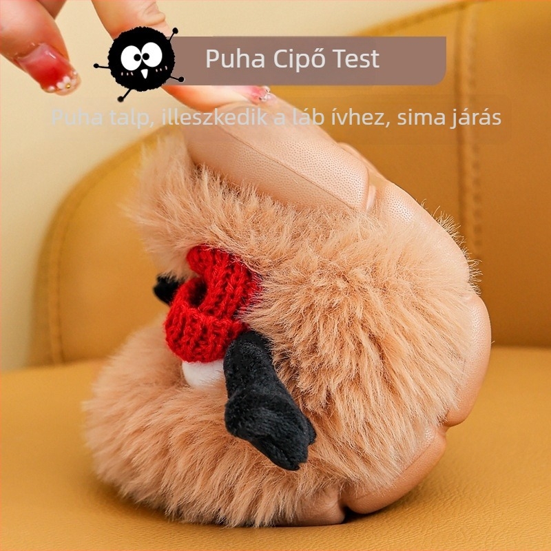 Gyerek pamut papucs – plüss felsőrész, rajzfilm minta, csúszásmentes EVA talppal, beltéri meleg lábbeli