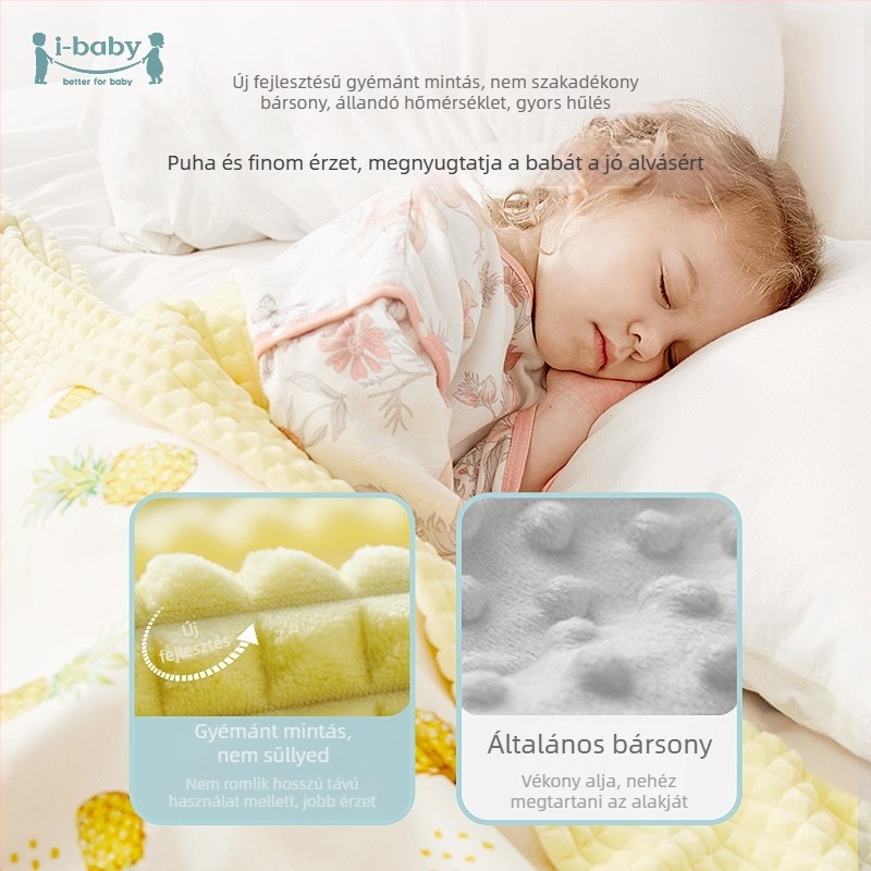 Ibaby velúr gyerekeknek pléd – 100–200 g, 1–12 éveseknek, négy évszakos
