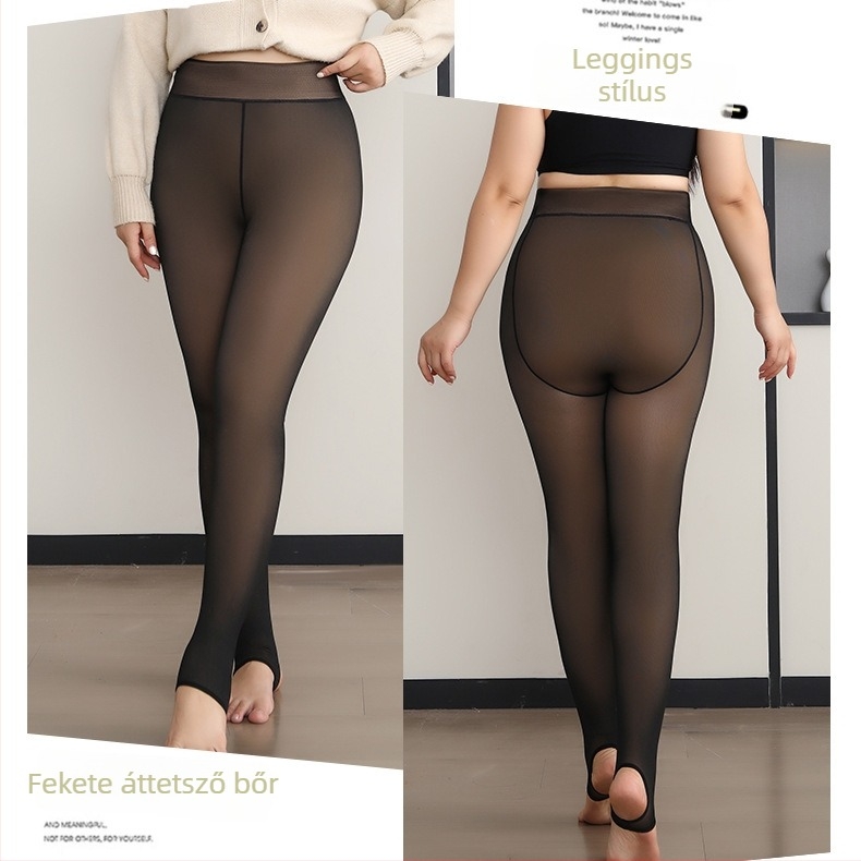 Plusz méretű szürke magas derekú thermal leggings nőknek, őszi–téli külső viseletre, vastag és meleg