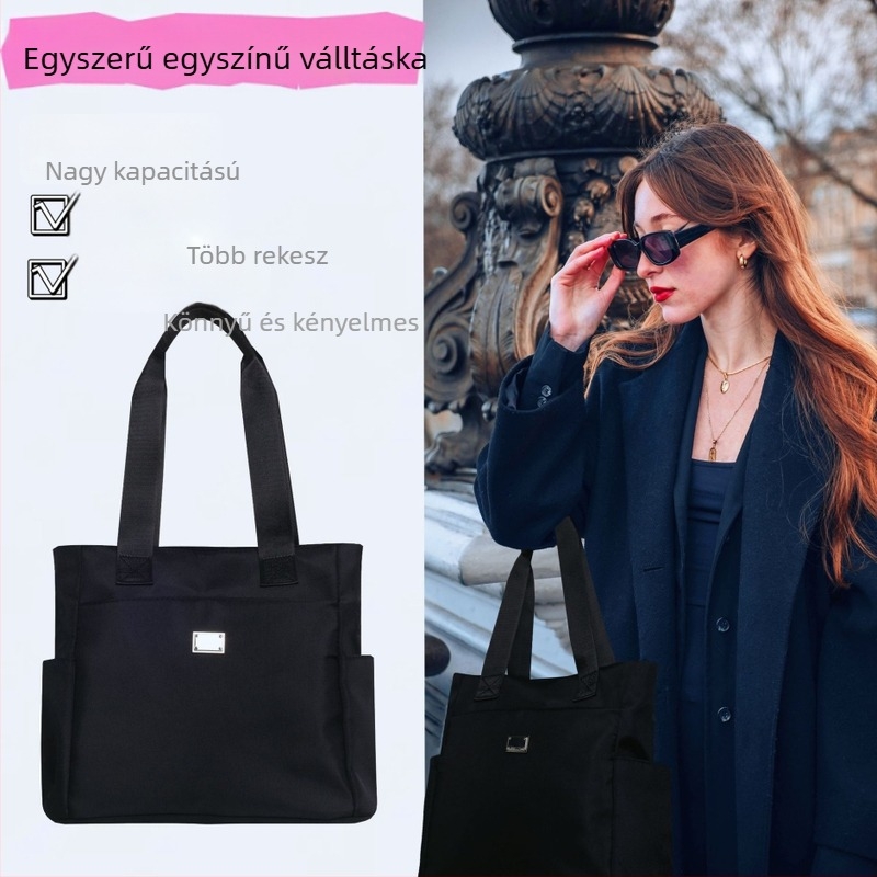 Női válltáska Oxford anyagból, több zsebbel, közepes méretű, mindennapi használatra