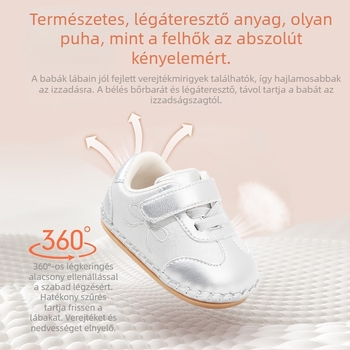 Uniszex babacipő puha talppal, 0–12 hónapos korosztály, alacsony felső rész, Velcro-zár, légáteresztő, csúszásmentes, tavasz–ősz