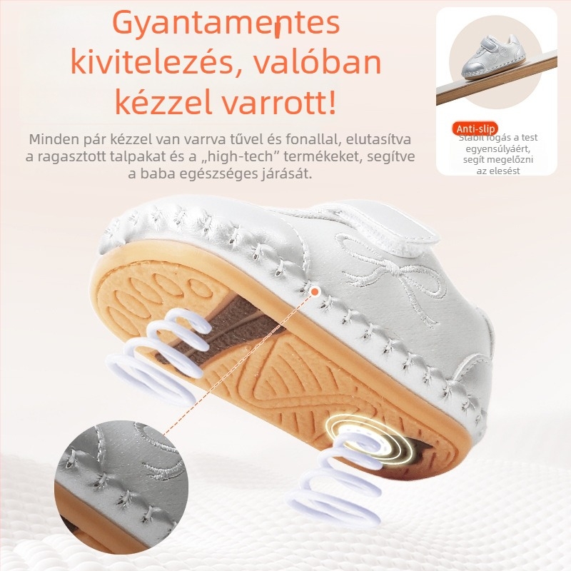 Uniszex babacipő puha talppal, 0–12 hónapos korosztály, alacsony felső rész, Velcro-zár, légáteresztő, csúszásmentes, tavasz–ősz