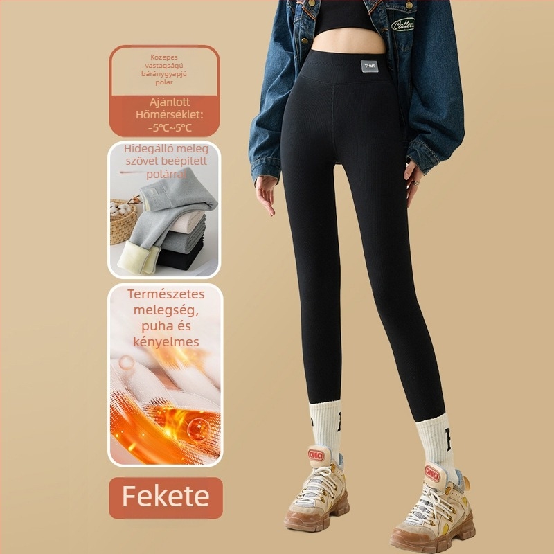 Női báránygyapjú béléses leggings, 2025-ös új modell, magas derék, haskontroll, karcsúsító hatás, őszi–téli meleg nadrág külső viseletre