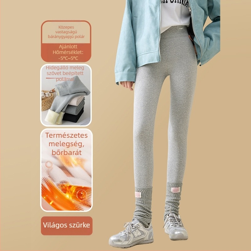 Női báránygyapjú béléses leggings, 2025-ös új modell, magas derék, haskontroll, karcsúsító hatás, őszi–téli meleg nadrág külső viseletre