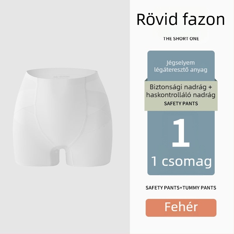 Női nylon háromnegyedes hosszúságú varrás nélküli biztonsági rövidnadrág, fenékemelés funkcióval, 2 az 1-ben