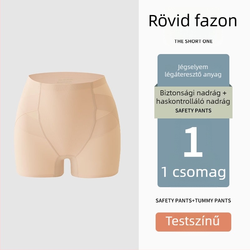 Női nylon háromnegyedes hosszúságú varrás nélküli biztonsági rövidnadrág, fenékemelés funkcióval, 2 az 1-ben