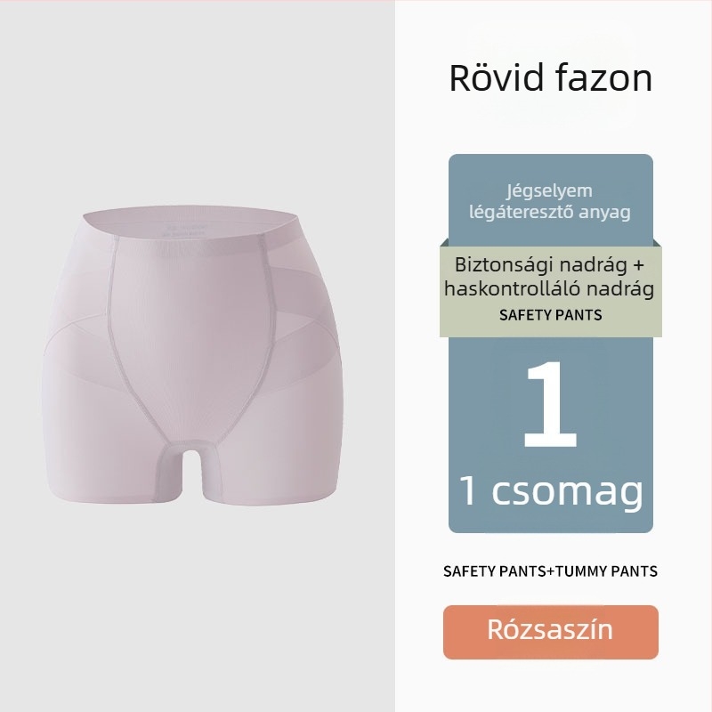 Női nylon háromnegyedes hosszúságú varrás nélküli biztonsági rövidnadrág, fenékemelés funkcióval, 2 az 1-ben
