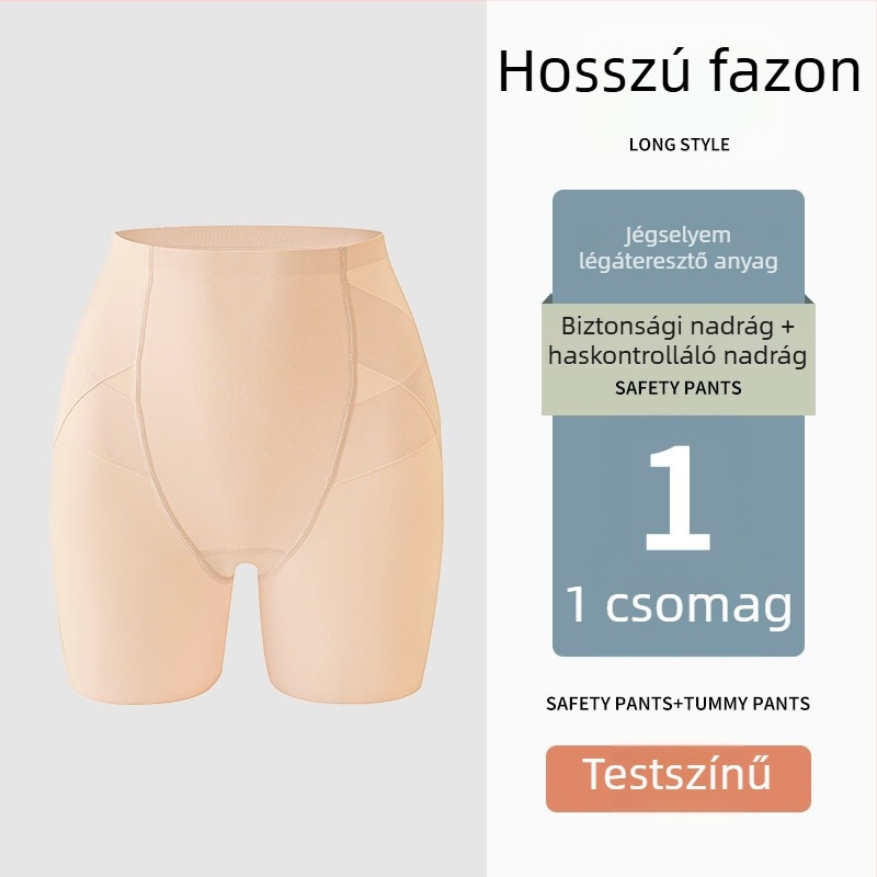 Női nylon háromnegyedes hosszúságú varrás nélküli biztonsági rövidnadrág, fenékemelés funkcióval, 2 az 1-ben