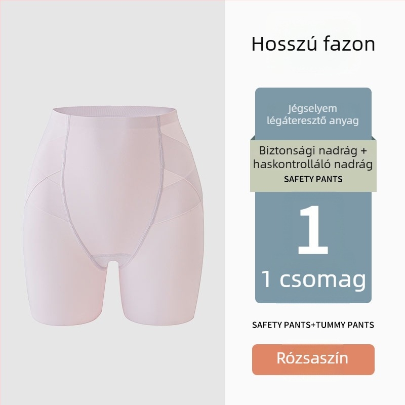 Női nylon háromnegyedes hosszúságú varrás nélküli biztonsági rövidnadrág, fenékemelés funkcióval, 2 az 1-ben