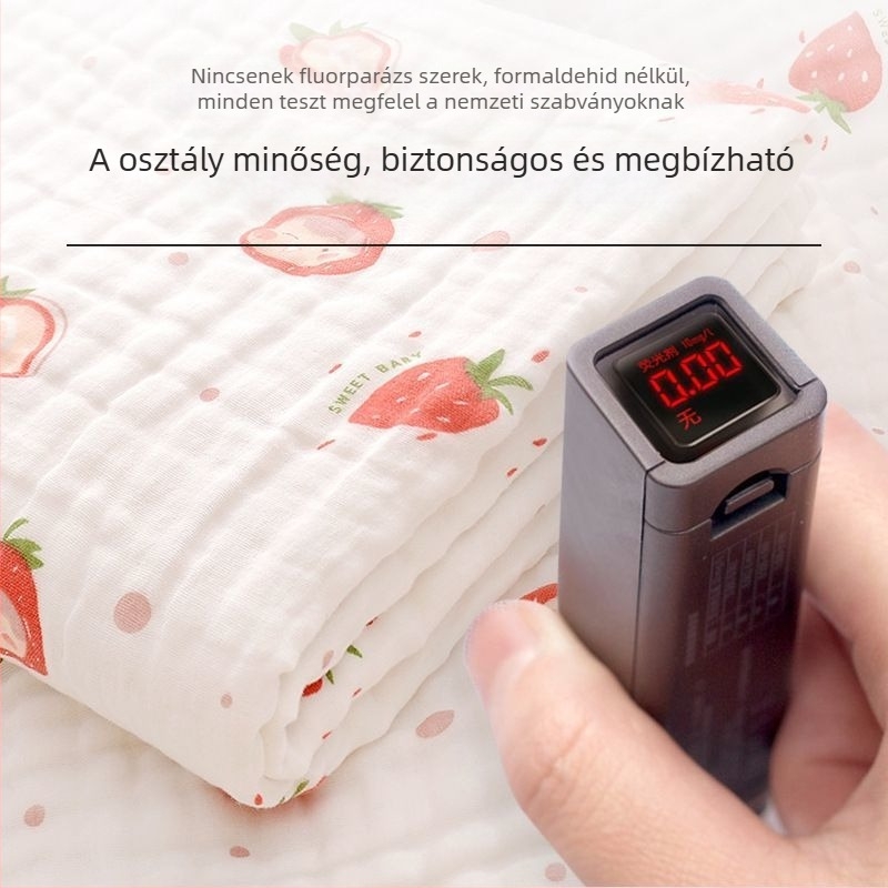 Hatrétegű 100% pamut géz baba fürdető törölköző, állat mintával, rendkívül nedvszívó és puha, újszülötteknek (0–12 hónap)
