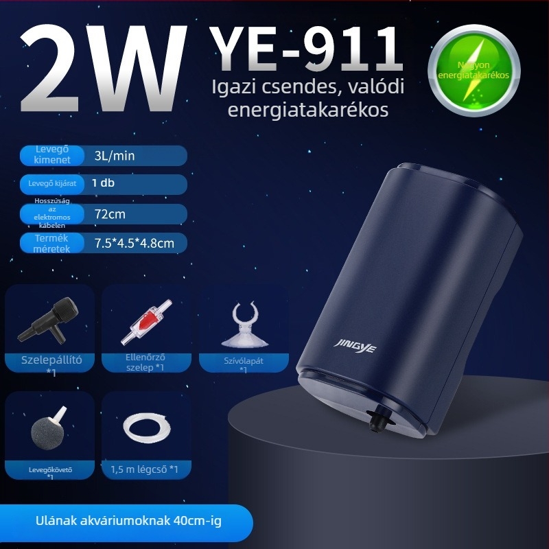 Jingye oxigénpumpa – aranyhalak számára, négyfejű aerátor nagy levegőmennyiséggel, háztartási akváriumi vízszivattyú, 1 kg