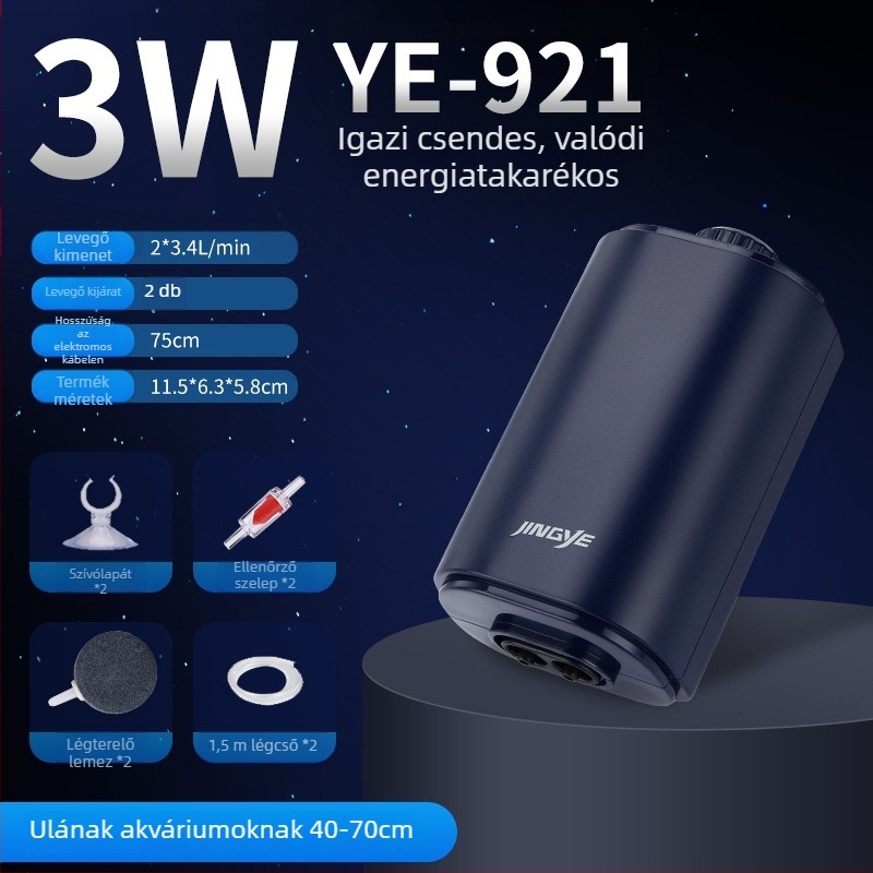 Jingye oxigénpumpa – aranyhalak számára, négyfejű aerátor nagy levegőmennyiséggel, háztartási akváriumi vízszivattyú, 1 kg