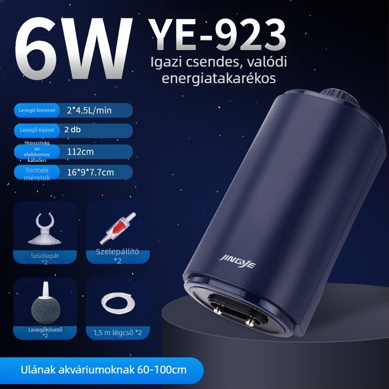 Jingye oxigénpumpa – aranyhalak számára, négyfejű aerátor nagy levegőmennyiséggel, háztartási akváriumi vízszivattyú, 1 kg