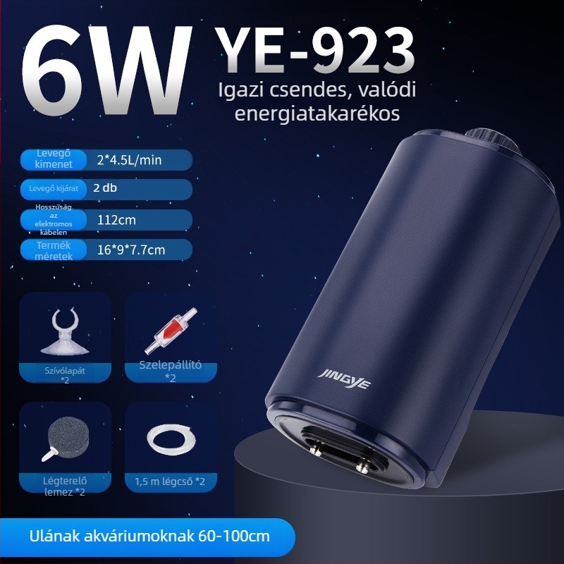 Jingye oxigénpumpa – aranyhalak számára, négyfejű aerátor nagy levegőmennyiséggel, háztartási akváriumi vízszivattyú, 1 kg