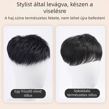 Férfi rövid hajú paróka, valódi emberi haj, modell 1618, mechanikus feldolgozás
