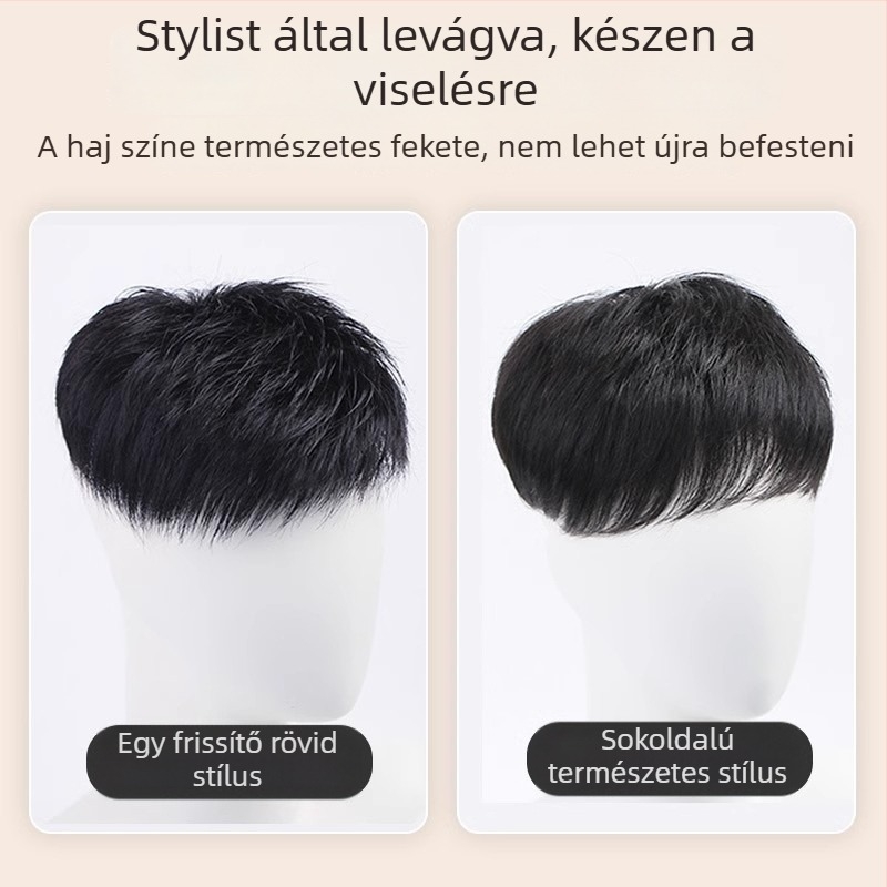 Férfi rövid hajú paróka, valódi emberi haj, modell 1618, mechanikus feldolgozás