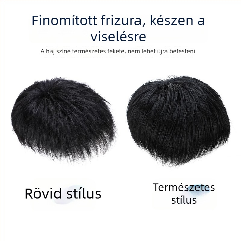 Férfi rövid hajú paróka, valódi emberi haj, modell 1618, mechanikus feldolgozás