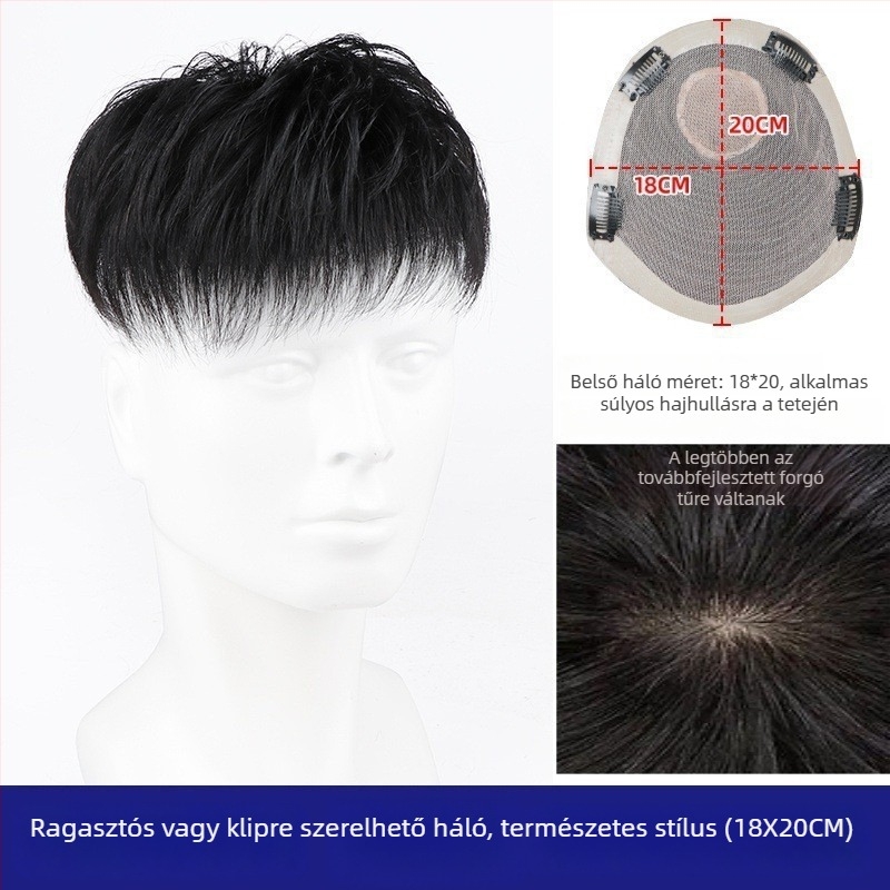 Férfi rövid hajú paróka, valódi emberi haj, modell 1618, mechanikus feldolgozás