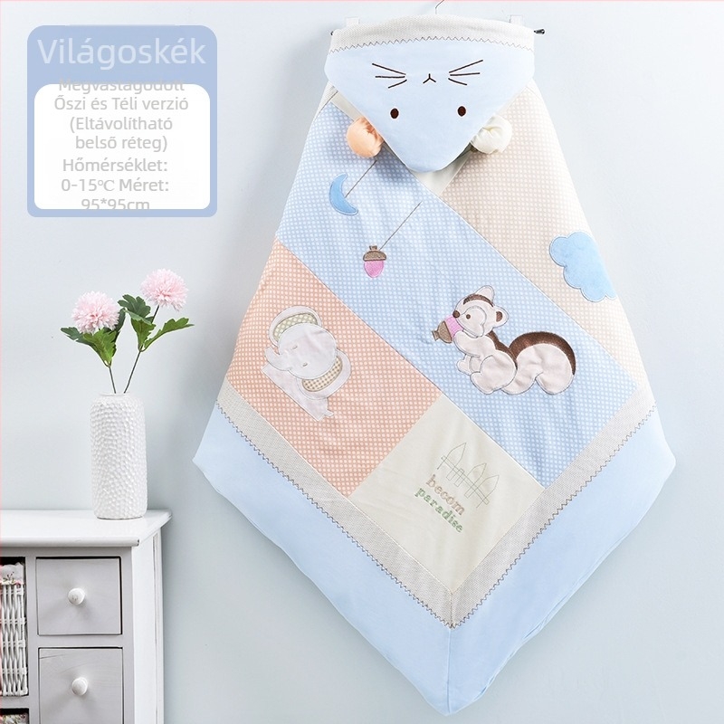 Újszülött ölelős swaddle takaró karikatúra hímzéssel, 100% pamut, minta: rajzfilmfigura, 0-12 hónapos korra, téli szezon 2021