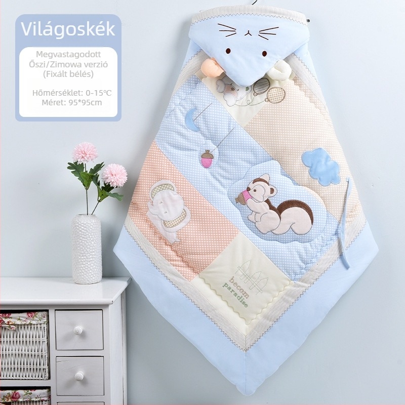Újszülött ölelős swaddle takaró karikatúra hímzéssel, 100% pamut, minta: rajzfilmfigura, 0-12 hónapos korra, téli szezon 2021