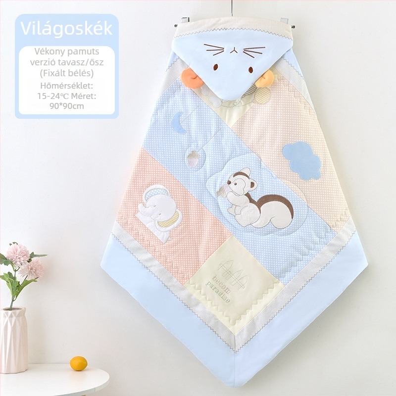 Újszülött ölelős swaddle takaró karikatúra hímzéssel, 100% pamut, minta: rajzfilmfigura, 0-12 hónapos korra, téli szezon 2021