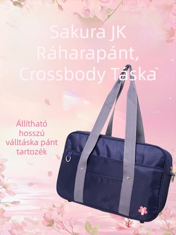 JK-stílusú hímzett iskolai táska Oxford anyagból, cipzárral