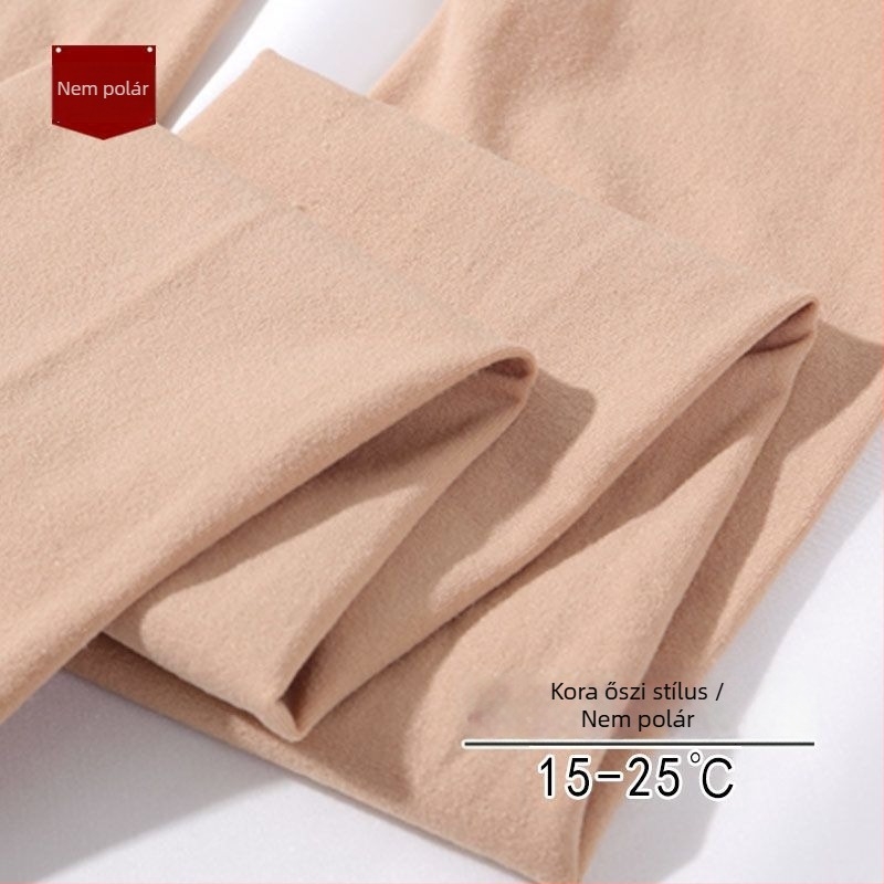 Plusz méretű női leggings őszi–téli szezonra, fleece-béléssel, vastag, magas derekú, testszínű