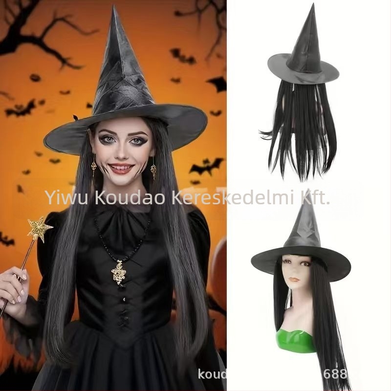Természetes hosszú, egyenes paróka középső elválasztással, modell 212, hazai selyem haj, cosplay kiegészítő