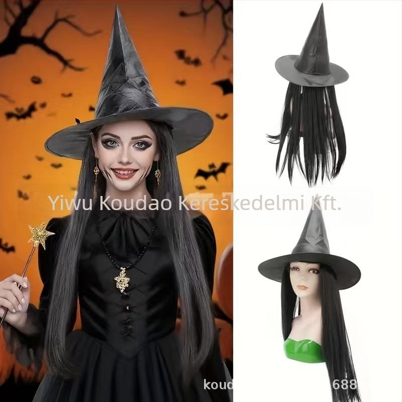 Természetes hosszú, egyenes paróka középső elválasztással, modell 212, hazai selyem haj, cosplay kiegészítő