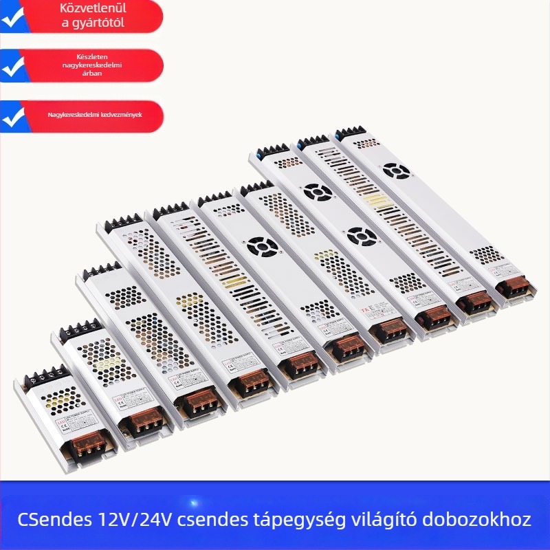 Kapcsolóüzemű LED fénydoboz tápegység (Ultra-thin sorozat) – hatékonyság 85%, IP20, súly 0,5 kg