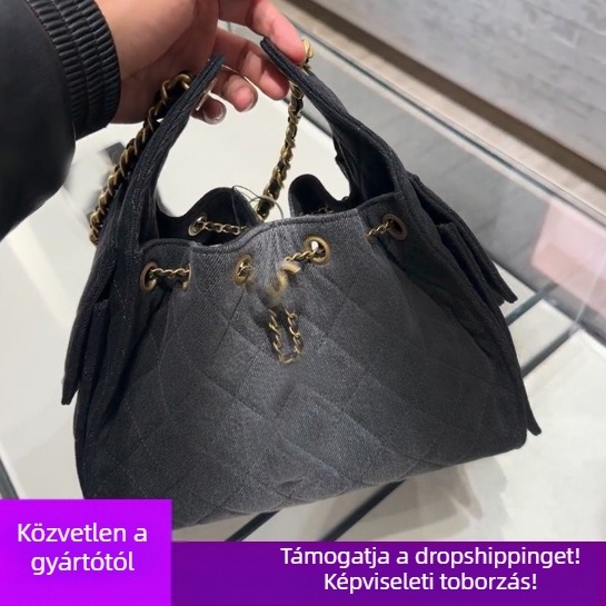 Jennie Hobo táska Oxford anyagból, canvas bélés, városi egyszerű stílus, zsinóros zárás