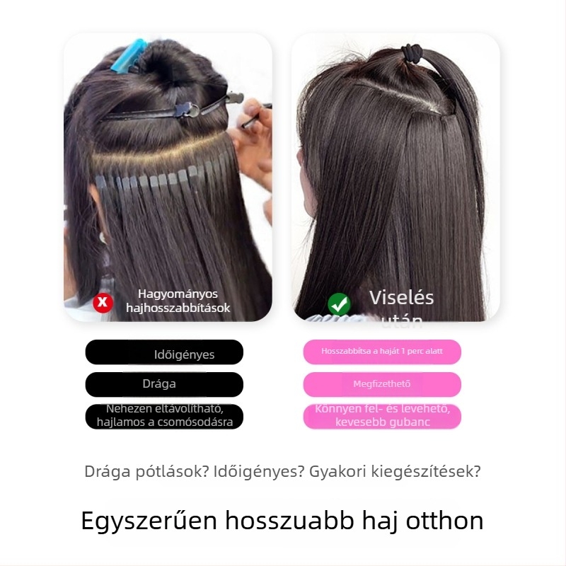Paróka darab — teljesen kézzel készített, egyenes haj, modell QY-20, hőálló rostok