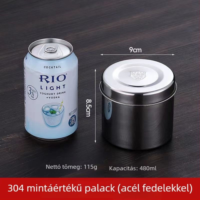 304 rozsdamentes acél minta doboz, kerek, mikrohullámú sütőben használható, 500 darab