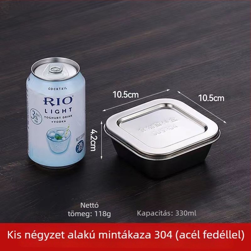 304 rozsdamentes acél minta doboz, kerek, mikrohullámú sütőben használható, 500 darab