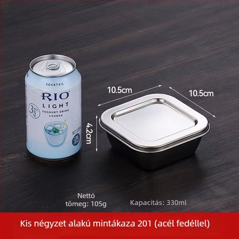 304 rozsdamentes acél minta doboz, kerek, mikrohullámú sütőben használható, 500 darab