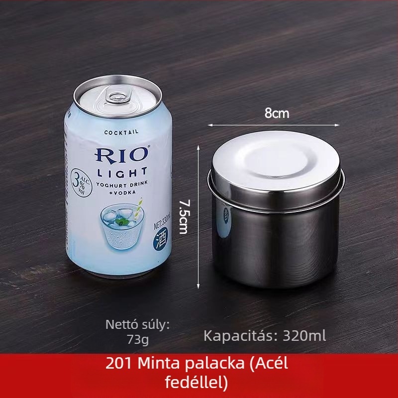 304 rozsdamentes acél minta doboz, kerek, mikrohullámú sütőben használható, 500 darab