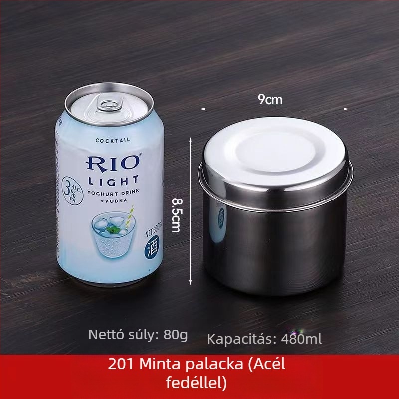 304 rozsdamentes acél minta doboz, kerek, mikrohullámú sütőben használható, 500 darab