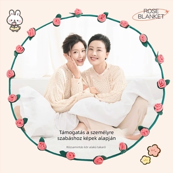 Rózsamintás flanel takaró | Minden évszakra, 300–500 g poliészter, Flanel takaró, Stílus: Új kínai stílus