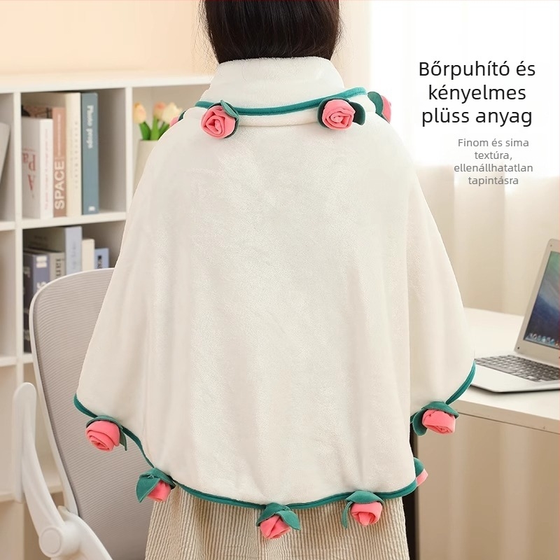 Rózsamintás flanel takaró | Minden évszakra, 300–500 g poliészter, Flanel takaró, Stílus: Új kínai stílus