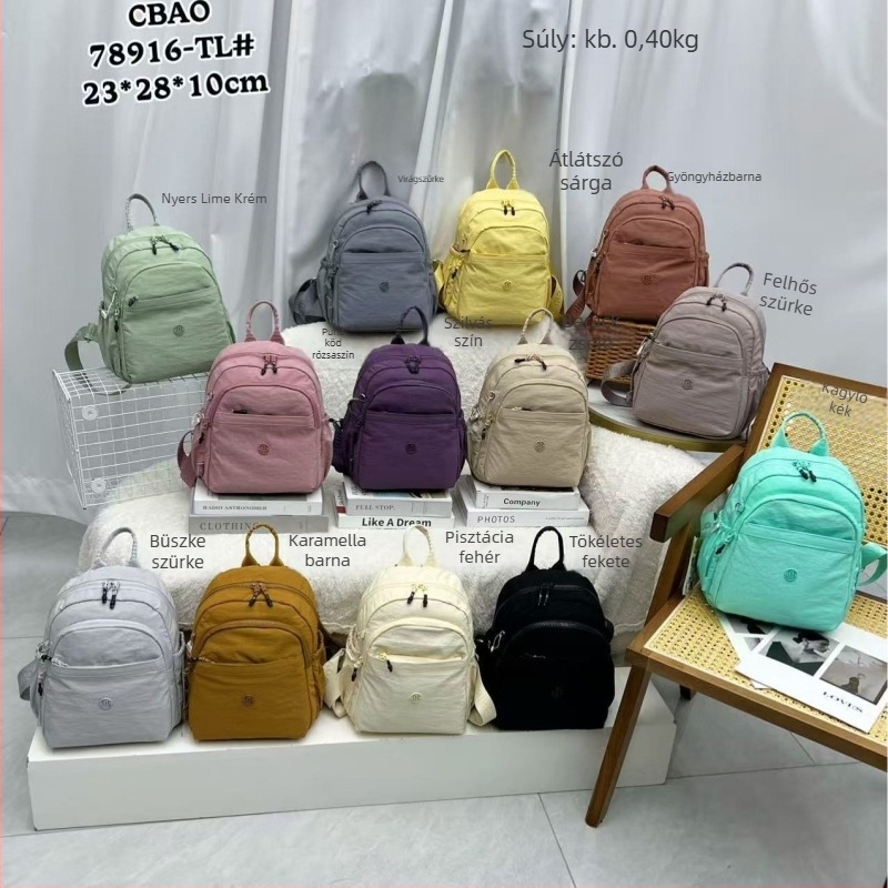 Utazó hátizsák nylonból, vízálló, cipzáros bezárás, belső cipzáras zseb, szabadidős stílus