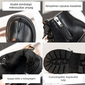 Gyerekeknek Martin csizmái lányoknak, 2024 őszi-téli, műbőr, középmagas, meleg bélés, oldalsó cipzár, PU talpbetét, PVC talp