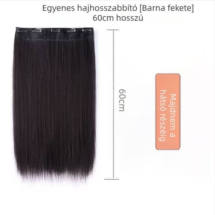 Női clip-in hajhosszabbítás, öt részes készlet, természetes egyenes hatás, hőálló rostok