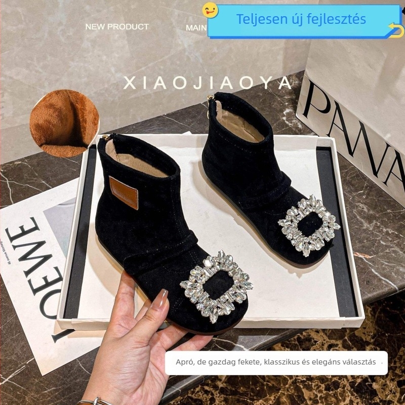 Téli csizmák kislányoknak, 1–3 évesek, felső része szintetikus bőr, talpa szintetikus gumiból, minimalist stílus