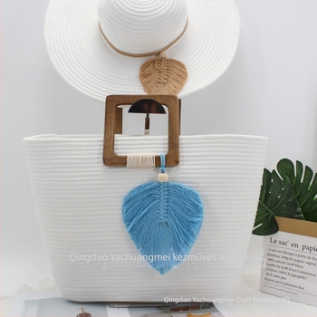 Pamutból készült kötött tote táska, nyitott felső, téglalap alakú, fiatalos campus stílus, belső cipzáras zseb