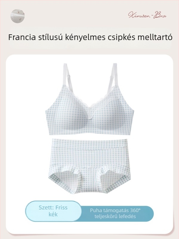 Sima csipkés virágmintás melltartó szett, kosár 3/4, tiszta pamut anyag, bélés elasztikával, emelés és gyűjtés, hátul három sor kampó, rögzített dupla pántok