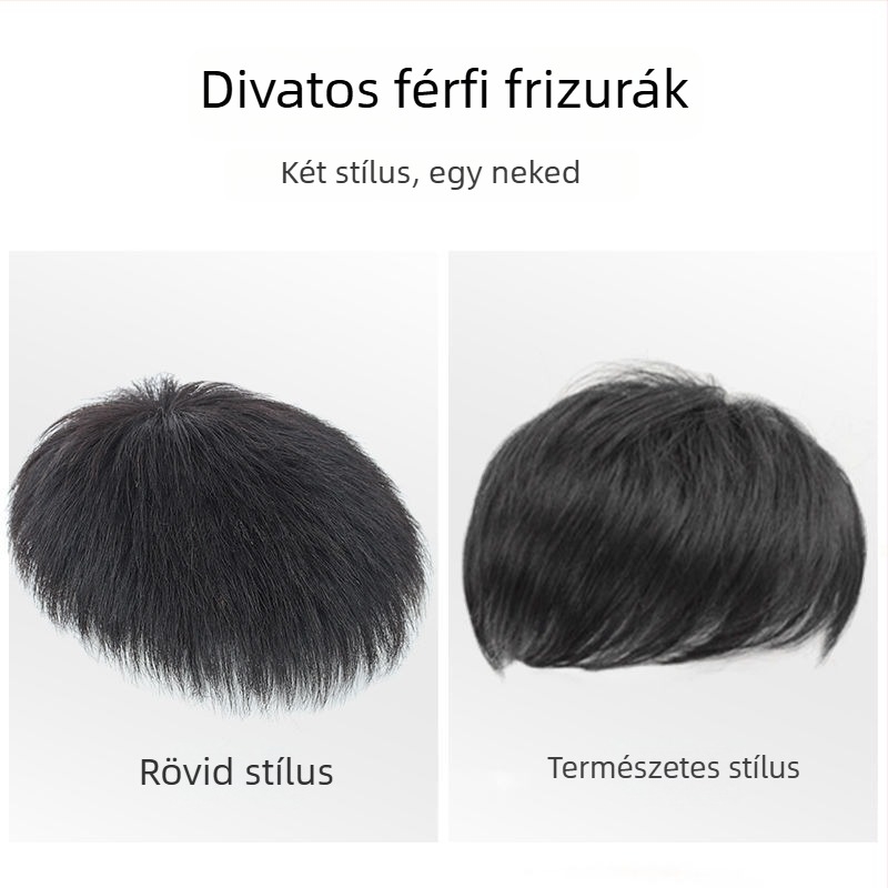 Férfi paróka, valódi emberi haj, festhető, új fejlesztésű modell.