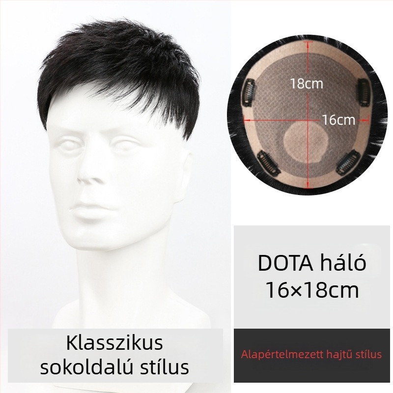 Férfi paróka, valódi emberi haj, festhető, új fejlesztésű modell.